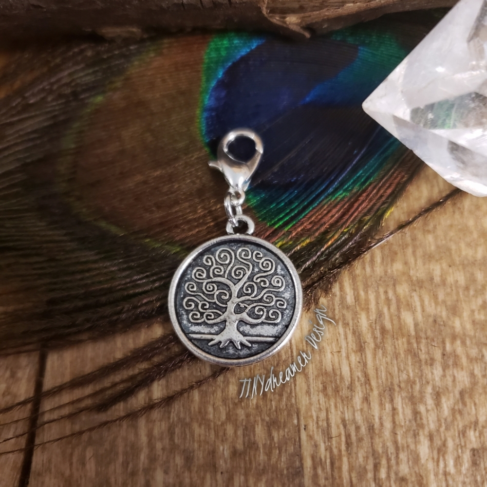 5/$25 Silver Tree of Life Charm for Bracelet~Bag Clip on~Journal~Family~Mom Gift